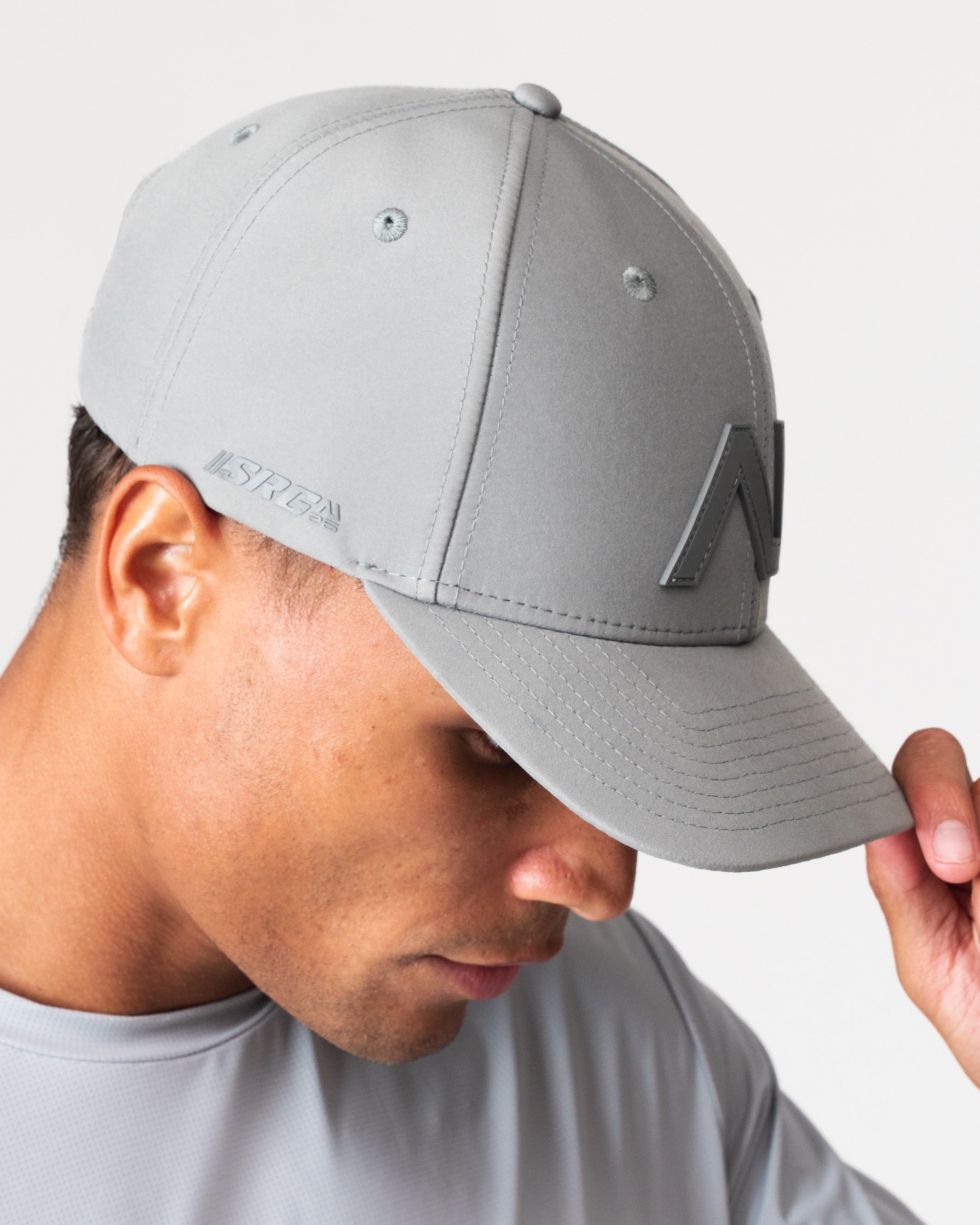 SRG Cap in Titanium Grey, side detail showing SRG branding