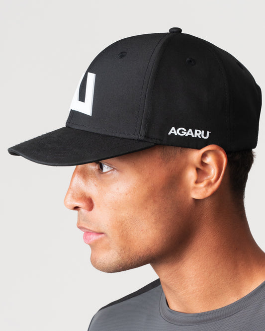 SRG Cap in Black, side detail showing AGARU branding