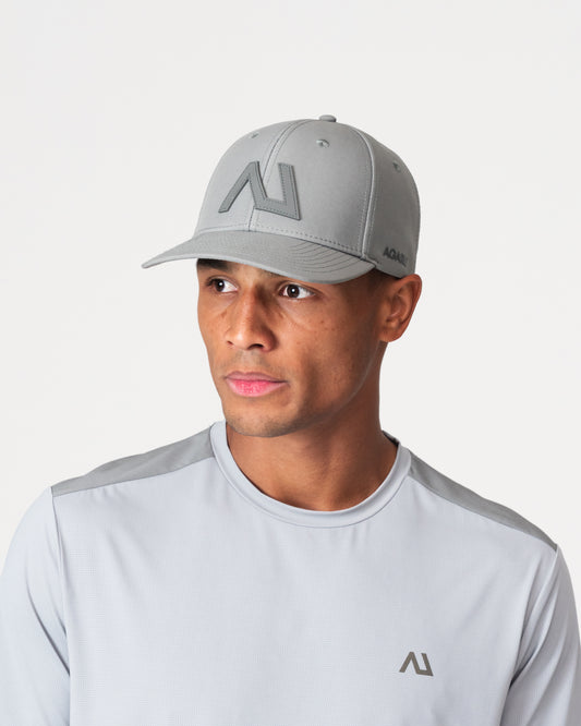 SRG Cap in Titanium Grey, worn by model, front view