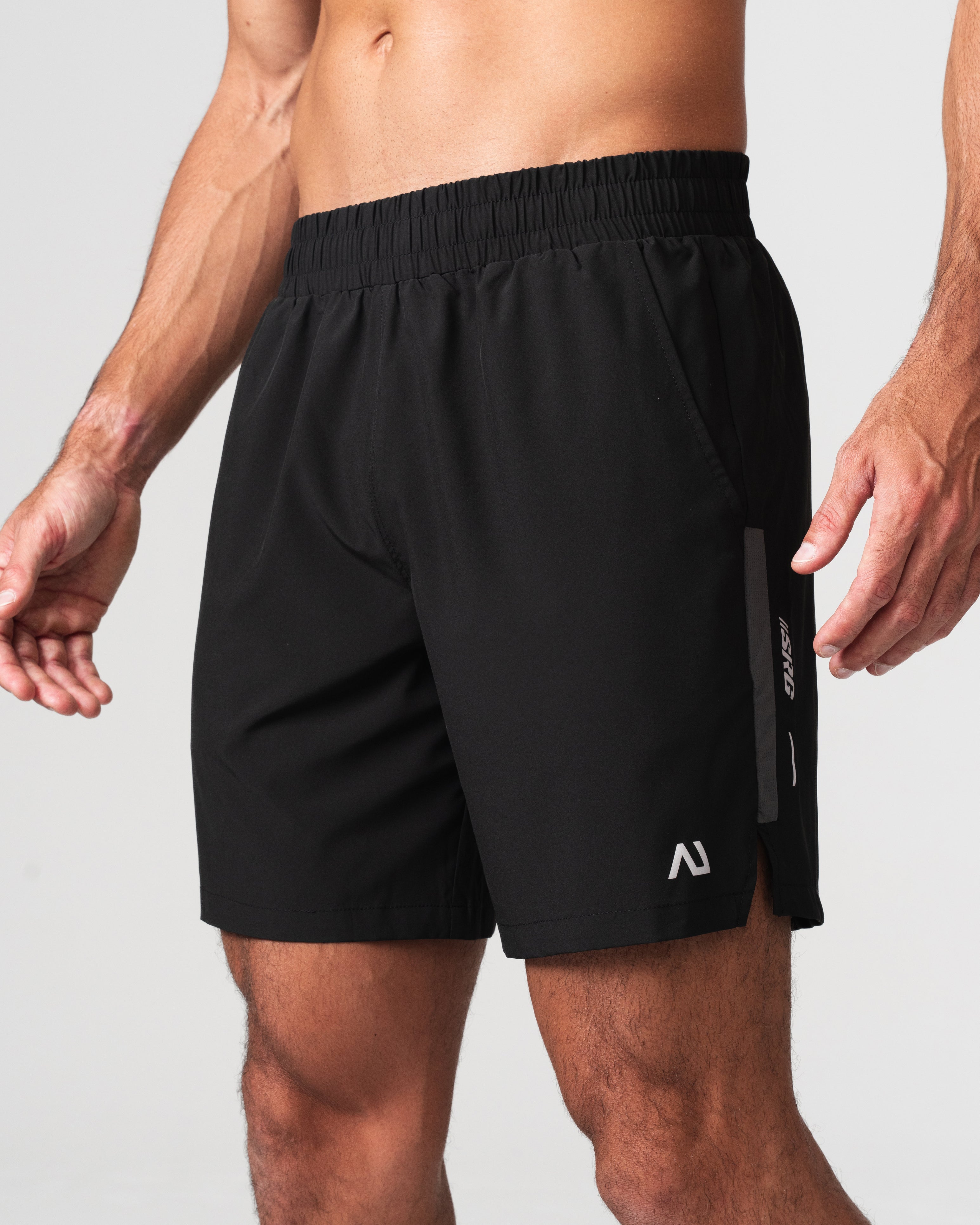 SRG Short in Carbon Black, side view on model