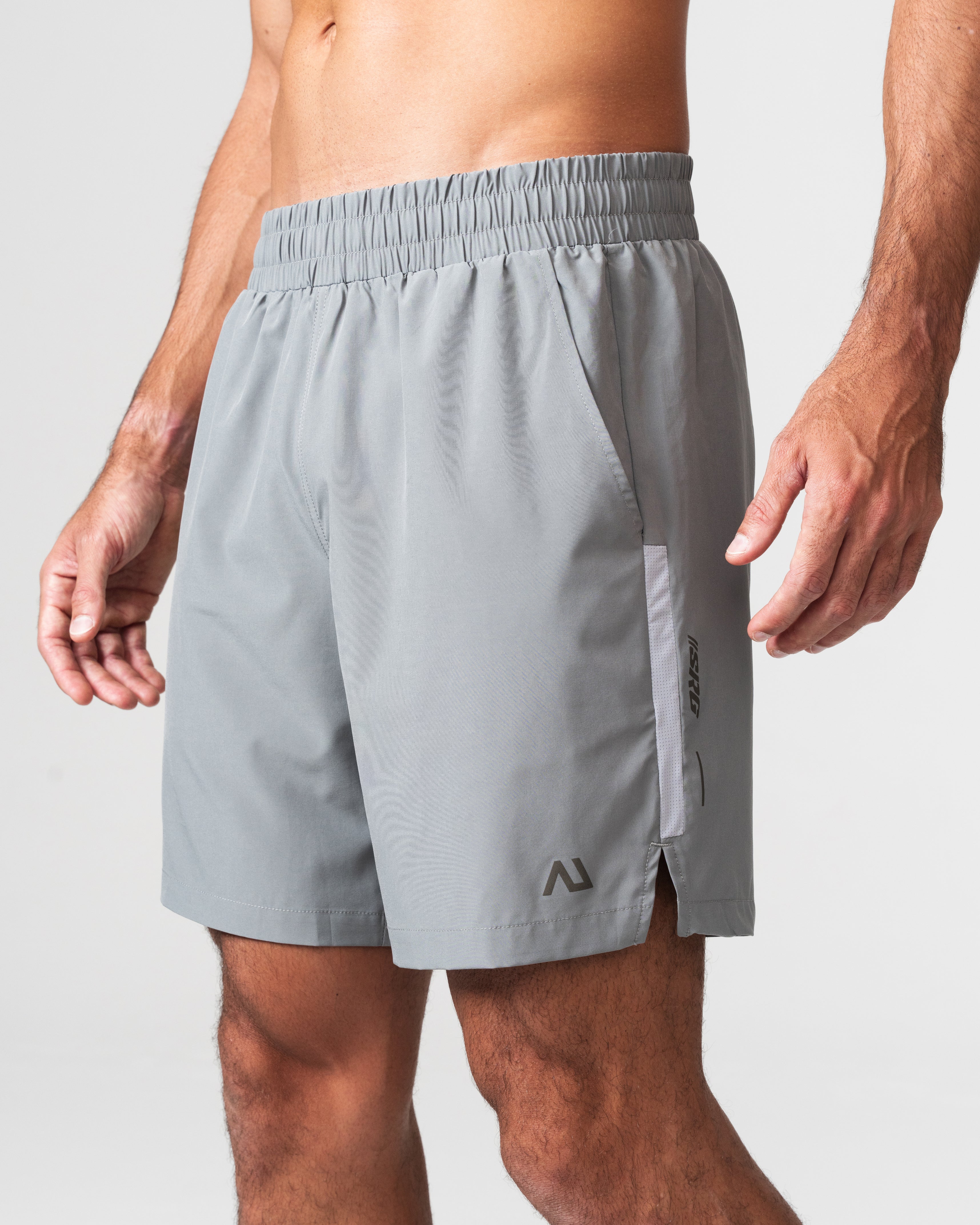 SRG Short in Titanium Grey, side view on model