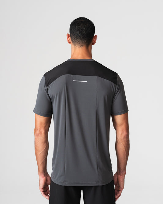 SRG T-Shirt in Carbon Black, back view on model