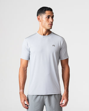 SRG T-Shirt in Titanium Grey, front view on model